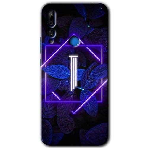 Huawei P Smart Z Kılıf HD Desen Baskılı Arka Kapak - Dark Neon Yaprak I Harfi