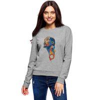 Sporcu Basketci Baskılı Gri Kadın Sweatshirt