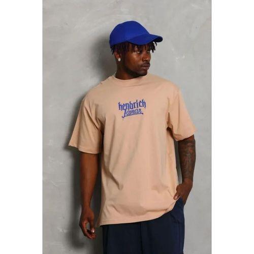 Erkek Baskılı T-Shirt Kısa Kol Bisiklet Yaka Regular Fit Rahat Kalıp Günlük Tişört - Bej