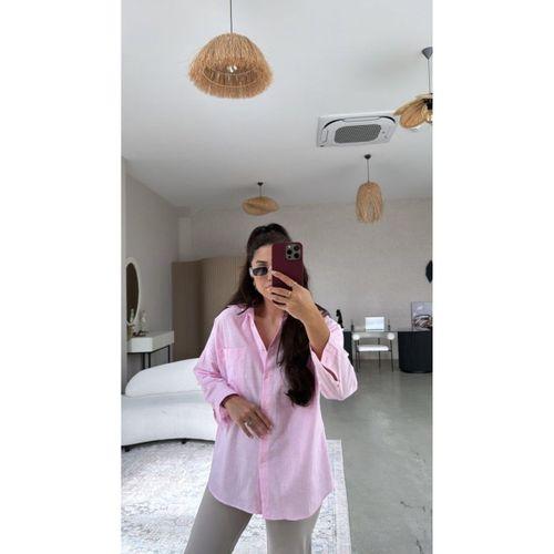 Kadın Tek Cepli Over Size Ketem Gömlek