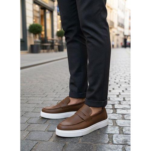 BA0580 Bağcıksız Kuşaklı Yüksek Taban Taba Cilt Erkek Ayakkabı