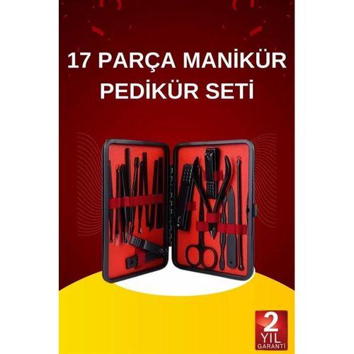 17 Parça El Ayak Bakım Seti Tırnak Temizleme Manikür Pedikür Cımbız Törpü Tırnak Makası