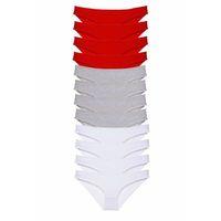 12 adet Süper Eko Set Likralı Kadın Slip Külot Kırmızı Gri Beyaz