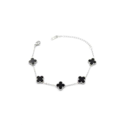 Vc Yonca Bileklik - Gümüş 11mm - Siyah