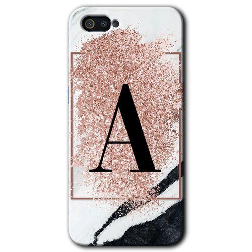 Potkal Hediye Fabrikası Realme C2 Kılıf HD Desen Baskılı Arka Kapak - Pembe Mermer Desenli A Harfi