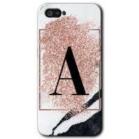 Potkal Hediye Fabrikası Realme C2 Kılıf HD Desen Baskılı Arka Kapak - Pembe Mermer Desenli A Harfi
