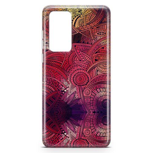 Huawei P40 Kılıf Kırmızı Pembe Motifler Arka Kapak Koruma Desenli Full Koruyucu