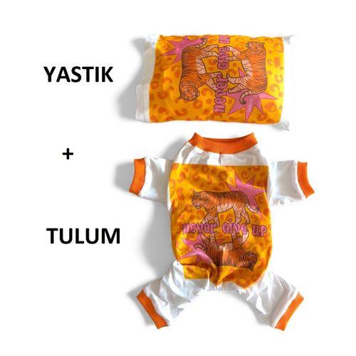 Tiger Köpek Uyku Takımı | Pamuklu Penye Köpek Tulumu ve Mini Yastık | Küçük Irklar İçin | Tüy Dökülmesini Azaltır