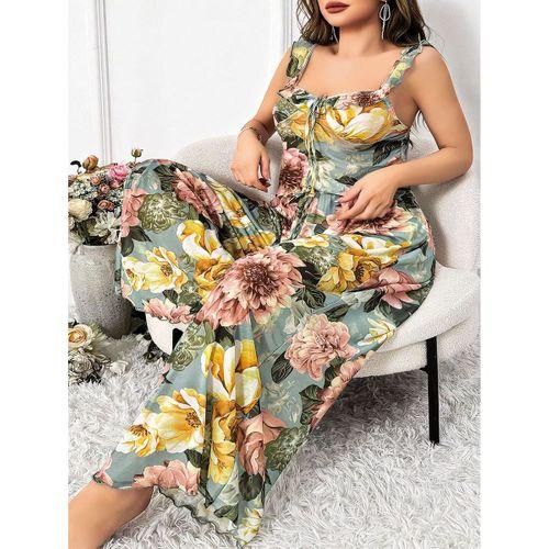 Özel Tasarım Büyük Beden Çiçek Desenli 2'li Pijama Takımı