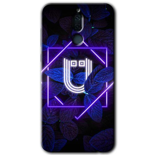 Huawei Mate 10 Lite Kılıf HD Desen Baskılı Arka Kapak - Dark Neon Yaprak Ü Harfi