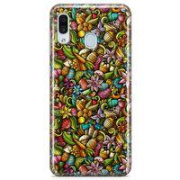 Samsung Galaxy A40 Kılıf Happy Doodle Arka Kapak Koruma Desenli Full Koruyucu