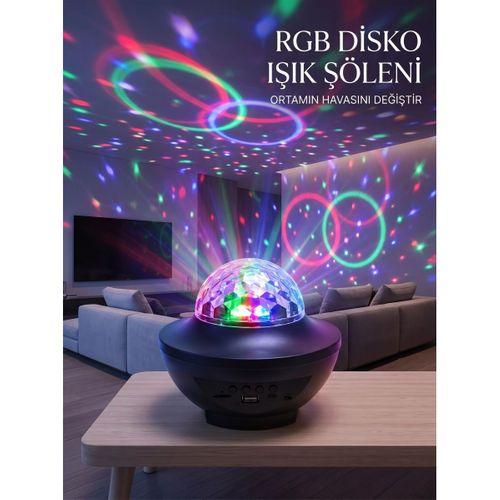Rgb Bluetooth Disko Lambası Dahili Hoparlörlü Müzikli Parti Işığı Usb Ve Tf Kartlı