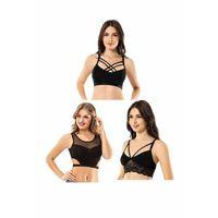 Kota 6 Adet Dantelli Çapraz İpli Tül Model Büstiyer