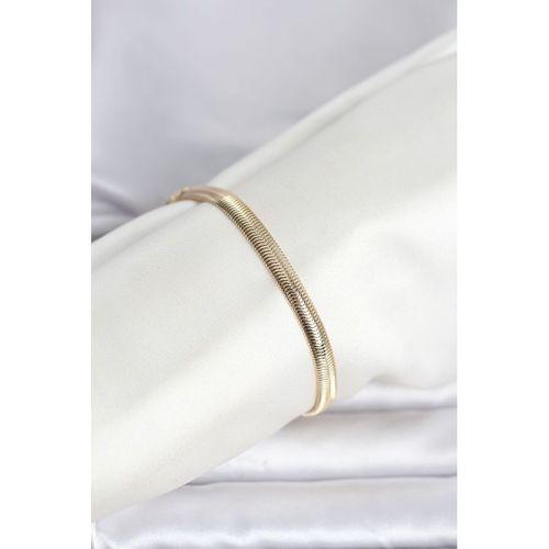 CM 14K Gold Renk Yassı Zincir Yılan Model Kadın Bileklik