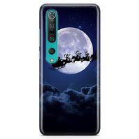 Xiaomi Mi 10 Kılıf Noel Baba ve Geyikleri Arka Kapak Koruma Desenli Full Koruyucu