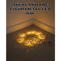 Dekoratif Minareli Hilal Led Işık Metal Gövdeli Ramazan Aydınlatma
