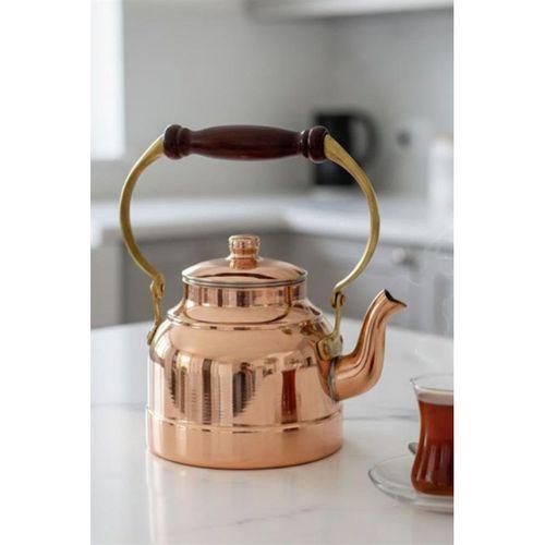 Turna Bakır Çayyolu Demlik Ahşap Kulp Düz Kırmızı Turna1974-1