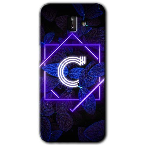 Samsung Galaxy J6 Plus HD Baskılı Kılıf + 9D Tam Ekran Koruyucu - Dark Neon Yaprak C Harfi