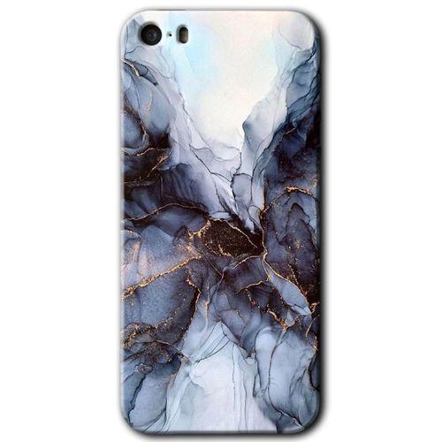 Potkal Hediye Fabrikası iPhone 5 HD Baskılı Kılıf + 9D Tam Ekran Koruyucu - Otantik Mermer