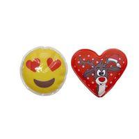 Kalp Emoji Kırmızı Geyik Cep Sobası,El Isıtıcı,İki Adet Sıcak Su Torbası Pvc  9Cm