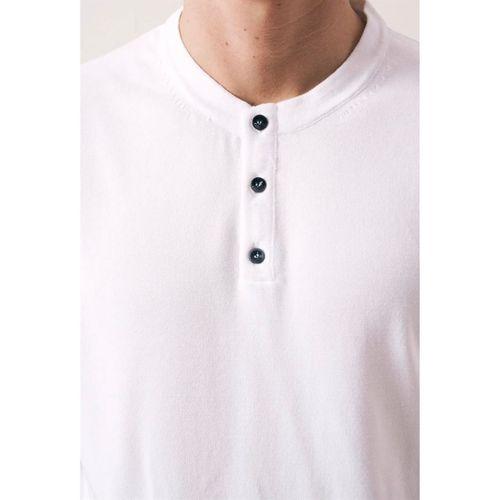 Dogen Hakim Yaka Düğmeli Kısa Kollu İnce Triko Erkek T-Shirt - Ekru