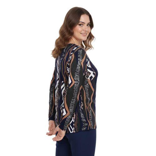 Kadın V Yaka Modelli Baskılı Bluz BGL-ST05107