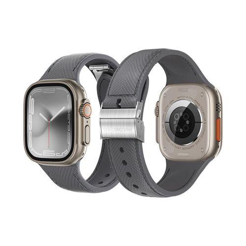Apple Watch 10 42mm Amazingthing Titan Swift Deri Dokulu Silikon Kordon