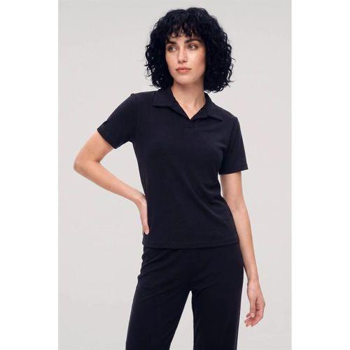 Özel Tasarım Kadın Lacivert Polo Yaka Pijama Takımı %100 Pamuk