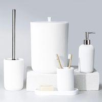 By Selim Lydia Beyaz 5 Parça Polyester Banyo Seti