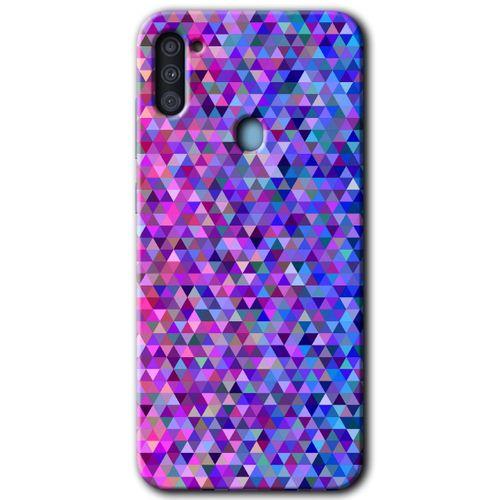 MRCİLETİSİM Samsung Galaxy A11 Kılıf Baskılı Kapak - Pixel Mozaik +Tam Kaplayan Mat Seramik
