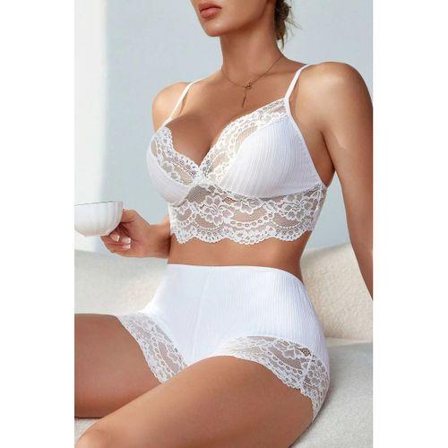 Kadın Beyaz Kaşkorse Ve Dantel Detaylı Şortlu Gecelik Takım