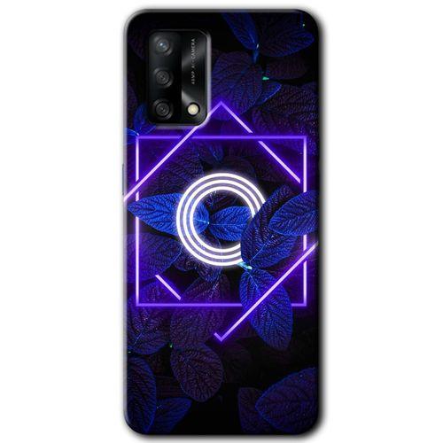 Oppo A54 Kılıf Baskılı Arka Kapak - Dark Neon Yaprak O Harfi +Tam Ekran Koruyucu