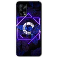 Oppo A54 Kılıf Baskılı Arka Kapak - Dark Neon Yaprak O Harfi +Tam Ekran Koruyucu