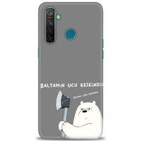 Realme 5 Pro Kılıf HD Baskılı Kılıf - Baltamın Ucu Keskindir + Tam Ekran Koruyucu