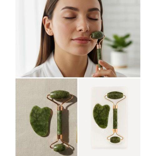 Doğal Yeşim Taşı Yüz Masaj Roller Ve Gua Sha Seti 2 Parça