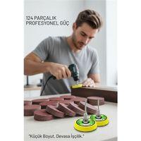 Pimli 50mm Cırt Zımpara Taban Seti 124 Parça Matkap ve Gravür Uyumlu Profesyonel Hobi Seti