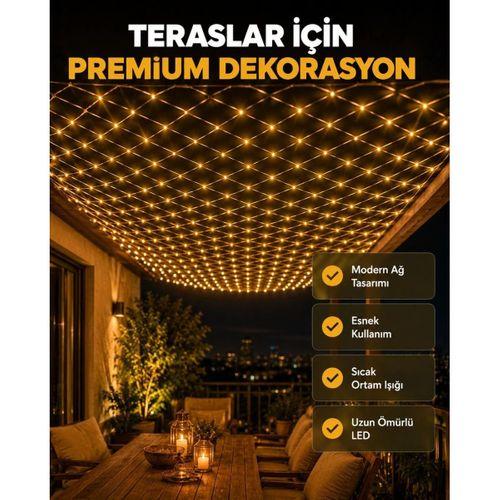 Dekoratif Led File Işık Ağ Tasarımlı Balkon Bahçe Ve Oda Aydınlatması