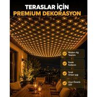Dekoratif Led File Işık Ağ Tasarımlı Balkon Bahçe Ve Oda Aydınlatması
