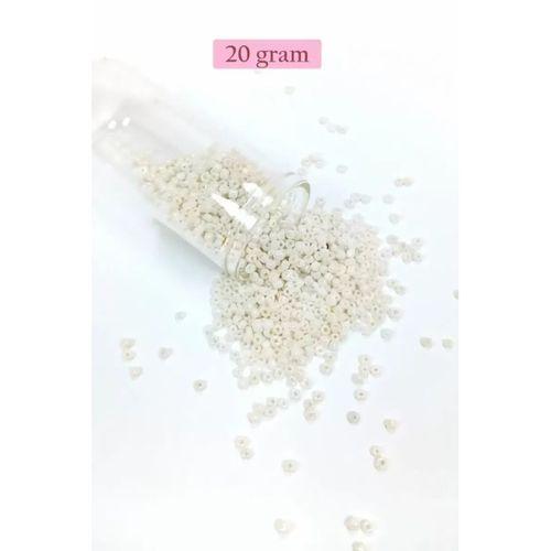 Dökme Cam Kum Boncuk (11/0) 2 mm - 20 Gram - Parlak Beyaz - BNC030