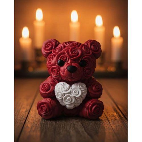 3d Kalp Ayıcık 10 Cm Gül Detaylı Dekoratif Hediye Obje