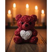 3d Kalp Ayıcık 10 Cm Gül Detaylı Dekoratif Hediye Obje