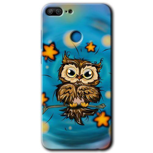 Honor 9 Lite HD Baskılı Kılıf + 9D Tam Ekran Koruyucu - Owl Bird Stars