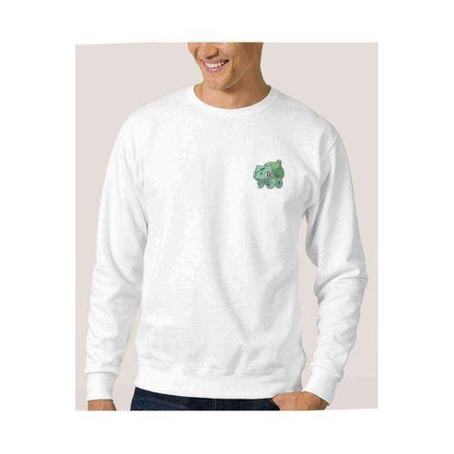 Pokemon Avengermon Bulbasaur Fushigidane Baskılı Beyaz Erkek Sweatshirt