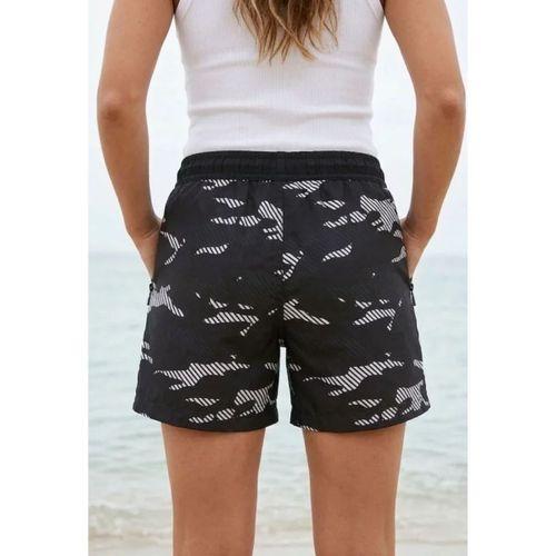 Deniz Şortu Fermuarlı Cepli File Astarlı Hızlı Kuruyan Premium - Siyah