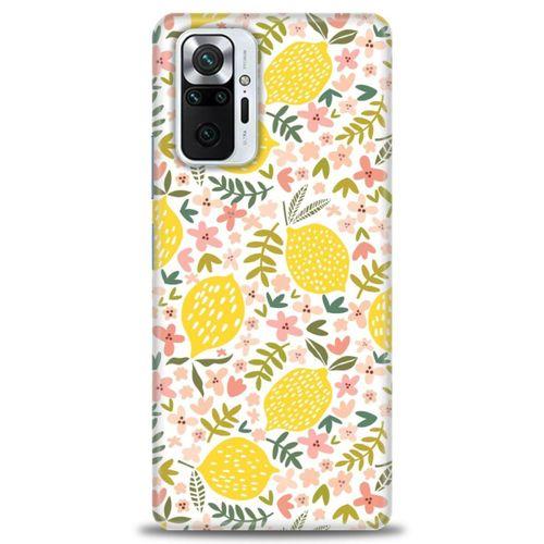 Xiaomi Redmi Note 10 Pro Kılıf HD Baskılı Kılıf - Limon ve Çiçekler + Tam Ekran Koruyucu