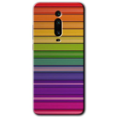 MRCİLETİSİM Xiaomi Mi 9T Kılıf HD Desen Baskılı Arka Kapak+Temperli Cam - Colorful Lines