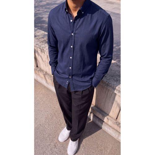Erkek Standart Kesim Gabardin Kumaş Uzun Kollu Gömlek