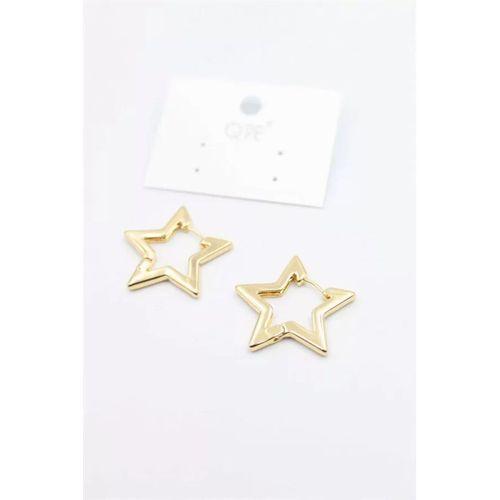 Metal Yıldız Küpe - Altın