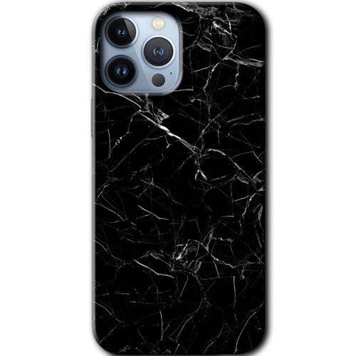 iPhone 13 Pro HD Baskılı Kılıf + 9D Tam Ekran Koruyucu - Siyah Mermer