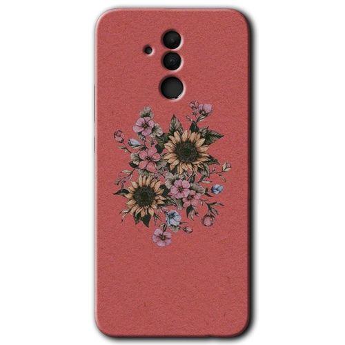 Huawei Mate 20 Lite Kılıf Baskılı Kapak - Retro Çiçek +Tam Ekran Koruyucu
